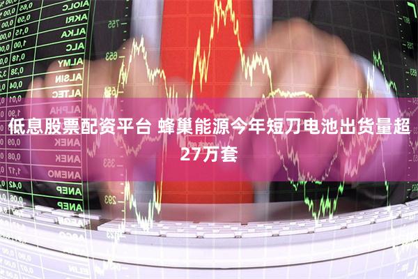 低息股票配资平台 蜂巢能源今年短刀电池出货量超27万套