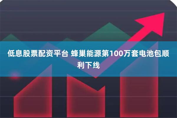 低息股票配资平台 蜂巢能源第100万套电池包顺利下线